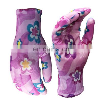 Garden Gloves Knitted Polyester Smooth Nitrile Palm Coated Dipped Work Gloves for Gardening Landscape