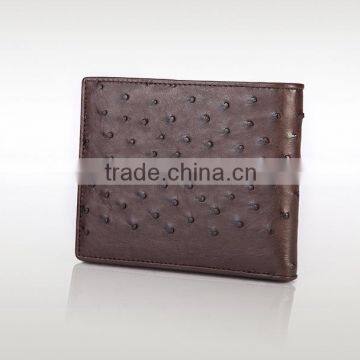 High Quality Brown Color Genuine Real Ostrich Leather SIM Card Slot Small Wallet for Men photo-3