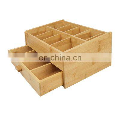 Home Office Bamboo Desk Drawer Organizer Bamboo Desktop Organizer Durable Wood Table Top Storage for Pencils photo-4