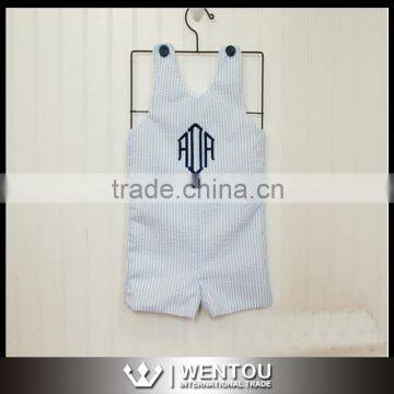 New Design Monogrammed Seersucker Shortall For Children photo-2