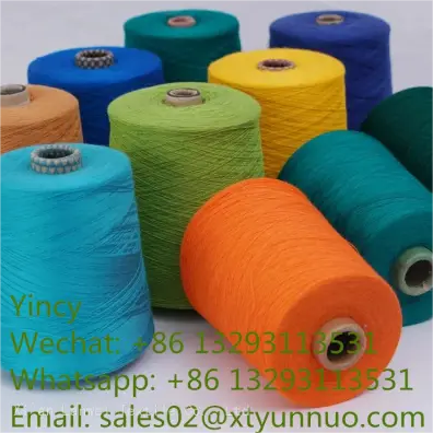 Colored high tenacity Spun Fabric Polyester 100% viscose rayon spun yarn