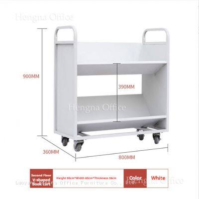 Professional Heavy-Duty 3-Tier Mobile Steel Book Cart for Library & Archive | V-Shape Design & High Load Capacity
