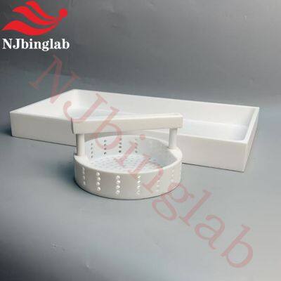 Специальная мытьевая ванна из ПТФЭ с перфорированной корзиной для стеклотары лаборатории