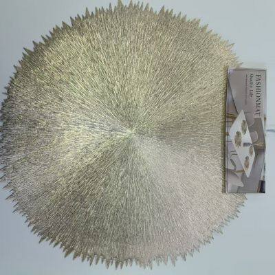 Gold Nice Vinyl Placemats Set of 6 Non-Slip Heat Resistant Washable Vinyl Table Mats for Kitchen Dining photo-3