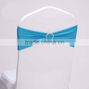 luxury blue stretch chair sash for wedding spandex chair band with round buckle