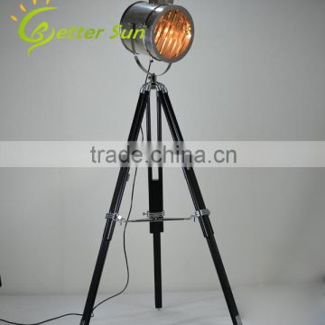 Hollywood Nautical Vintage Wooden Tripod Steel Spot Light Floor Lamp