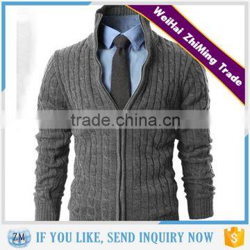 Popular Cable Long Sleeve Zipper Knitted Cardigan