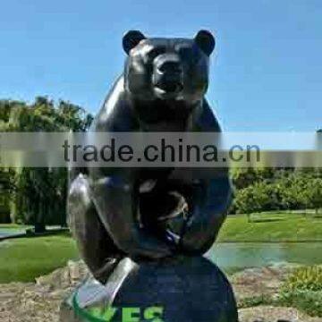 City yard put bronze polished bear sculpture