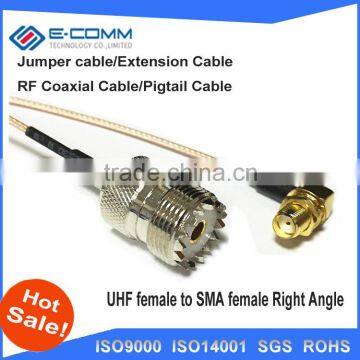 Hot sale!!SMA Female Jack nut Right Angle Connector Switch UHF Female Jack Connector RG178 Cable 15CM 6" Adapter