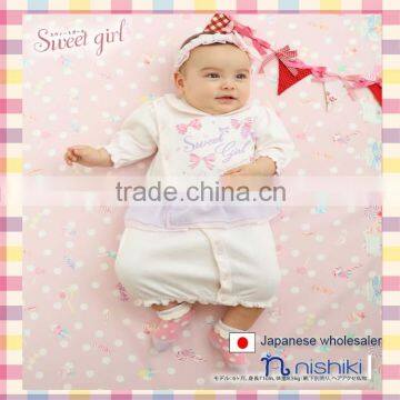 2016 Japan wholesale cute and high quality ribbon and frill baby clothing for girl newborn infant wear garment clothes