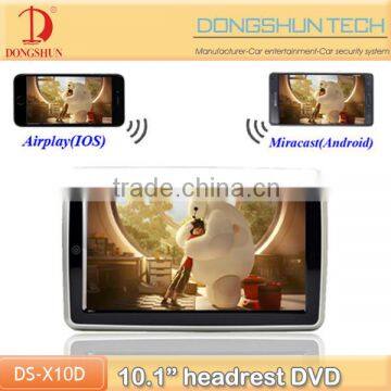 DS-X10D 10.1inch car headrest dvd player monitor with Airplay,Miracast and capacitive touch screen