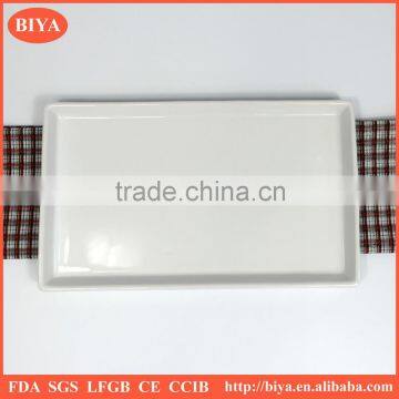 flat plate big size rectangular flat bottom plate,porcelain ware and ceramics dinner plate hotel and restaurant plate