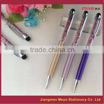 Copper pen set, Filled crystal stylus touch pen, cheap crystal pen