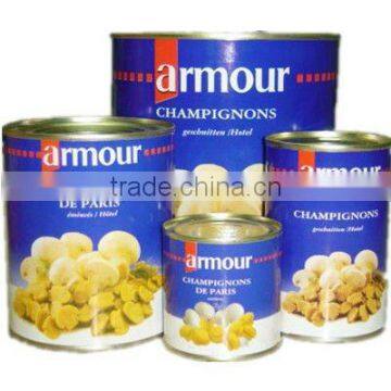 choice and whole canned mushroom in tin