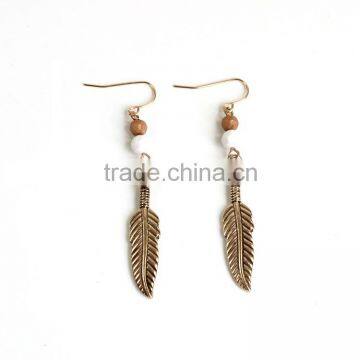 beaded leaf earring