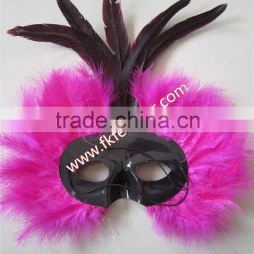 Bachelorette Party Supplies Rose Red Turkey Feather Mardi Gras Mask