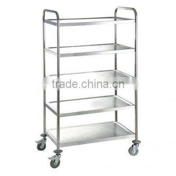 FAYK.FRL5 FILMA Tea Trolleys-European Version-5 Tier Stainless Steel Dining Cart - Round Tube