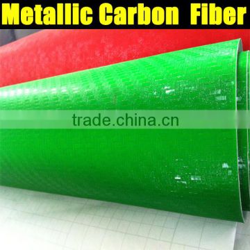 Chrome matte green glitter carbon film with high strechable size is : 1.52*20m per roll