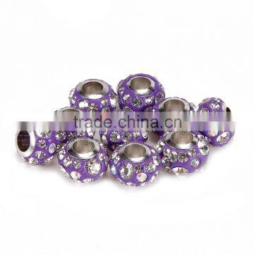 Hot Selling Rhinestone 10 pcs Purple Color Glass Beads Loose Beads