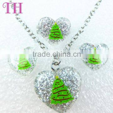 Christmas tree design resin lady fashion jewelry set 2016 india for sale