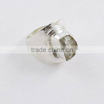Natural Rough Crystal Quartz Rings Jewelry High Fashion Silver Jewelry Silver Ring Designs for Girl