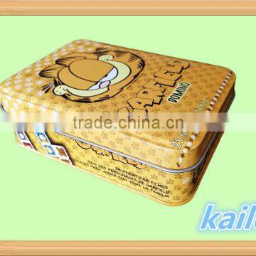 Cartoon theme colorful domino pack in tin box