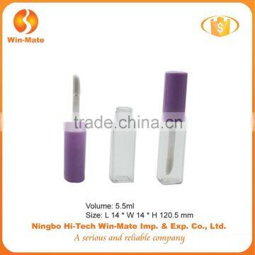 mini purple cap flat empty 5.6ml clear plastic lip gloss tube