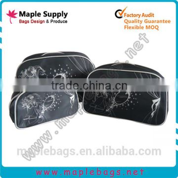 Whole Black Cosmetic Bag Set in Silver Logo Different Sizes