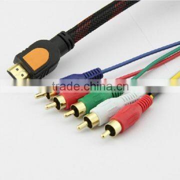 Wholesale HDMI male to 5RCA 1.5m or customized length cable with magnetic rings