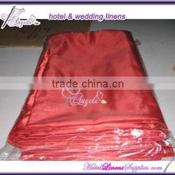 dark red wedding table overlays, satin table overlays