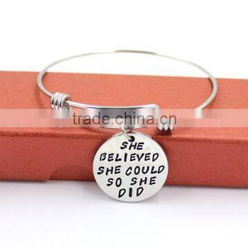 Custom Logo Engraved Bangle Bracelets With Charms Quality Choice photo-3