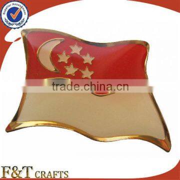 custom design singapore country enamel metal flag lapel pin in bulk