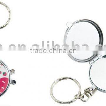 two side metal pocket mirrors with keychain