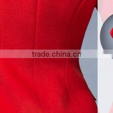 Women Red Fashion Elegant Wool Formal Uniform for Autumn /winter photo-6