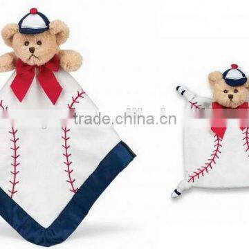 OEM soft bear shape baby play volleyball blanket with toy / baby soft toy blankets