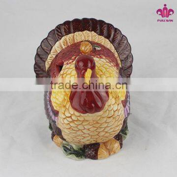 Turkey shaped ceramic sweet jars for sales with harvest decoration