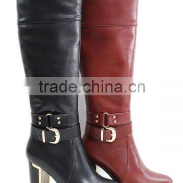 2015 New Arrvial Luxury Black Leather Thigh High Boot