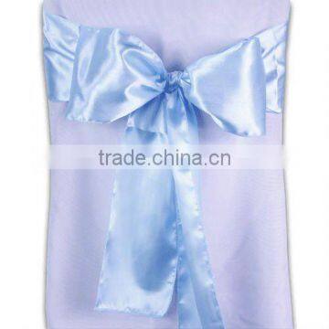 100%polyester light blue satin chair sashes for weddings