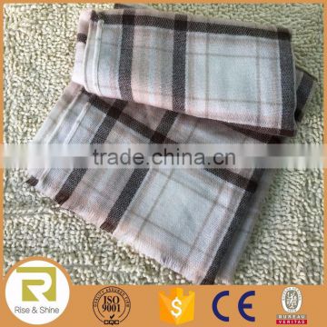 Wholesale 100% Acrylic yarn dyed check brushed fringed throw blanket