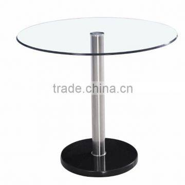 Modern Round Clear Glass Dinning Table Set With 4 Leather Chairs Quality Choice photo-2