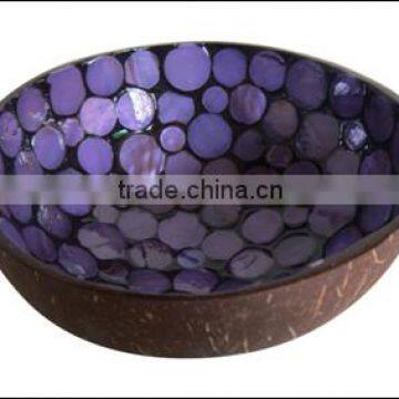 High quality handmade purple lacquer coconut shell salad bowl