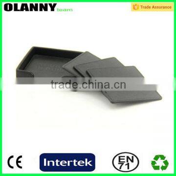 promotion high quality black PU leather coaster