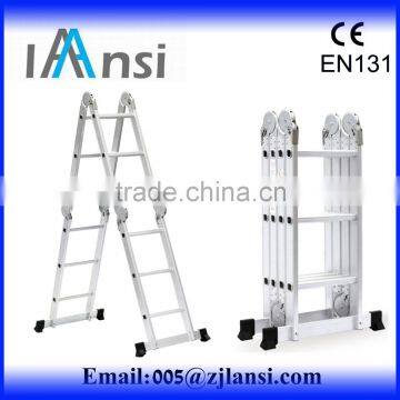 4x3 steps multi-purpose Folding Aluminium Ladder with big hinges / EN131