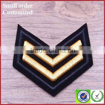 Black gold 3D machine embroidery insignia sportswear badge