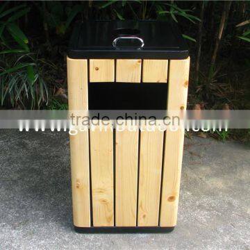 Street furniture dustbin fir wood garbage bin