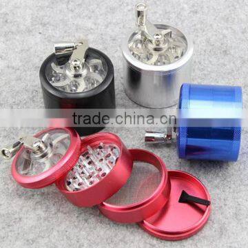 Aluminum Hand Crank Tobacco Spice Herb Grinder Rotary Weed Alloy Four Parts 2.5" herb grinder