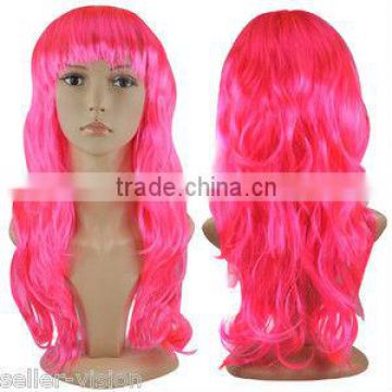 Ladies Full Wig Cosplay Costume wigs Curly wig PINK