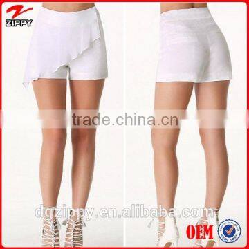 2015 New Arrival White chiffon drape shorts,latest fashion designs shorts for women