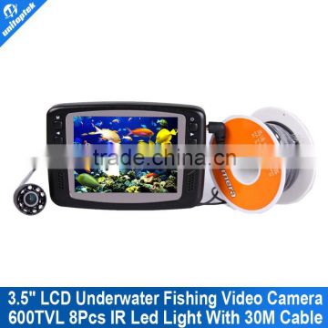 8 IR LED 600TVL 3.5'' Color LCD Monitor 600TVL Ice Mini Underwater Video Fishing Camera System With 30m Cable Visual Fish Finder