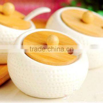 ceramic kitchen canisters with spoon wooden lid